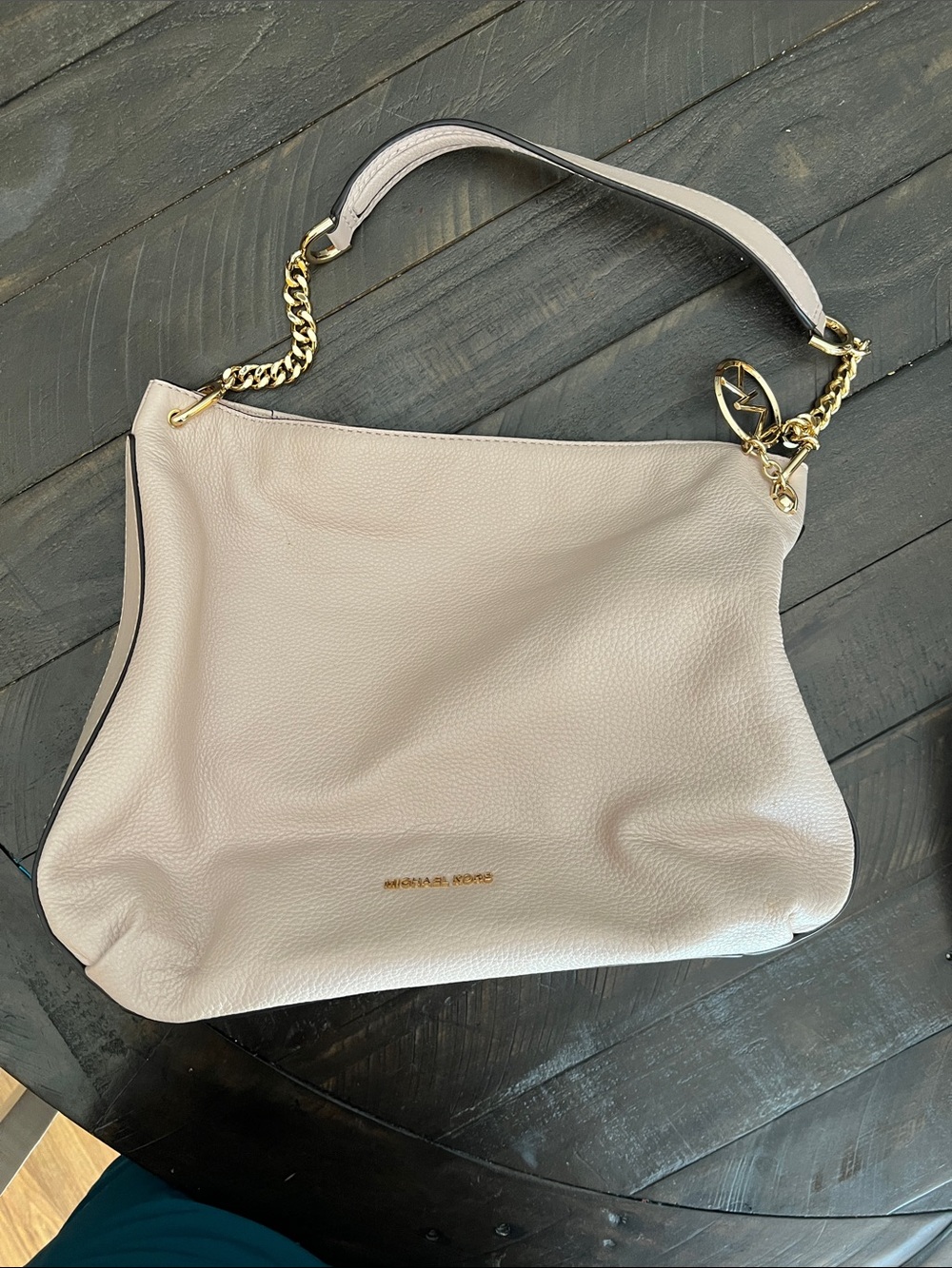 Michael Kors Pebbled Leather Shoulder Bag in Blush with Gold Hardware